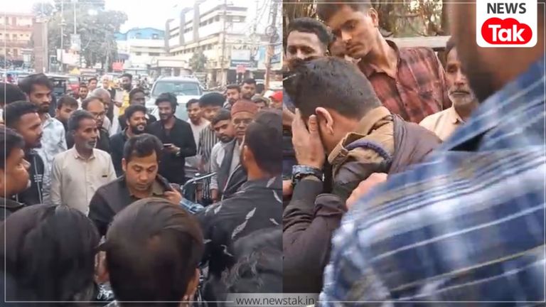 जबलपुर: बीच सड़क पर पुलिसवाले की जमकर धुनाई! 'शादीशुदा महिला' के साथ कर रहा था शॉपिंग, पति और भाई ने रंगे हाथों पकड़ा Jabalpur police constable beating video