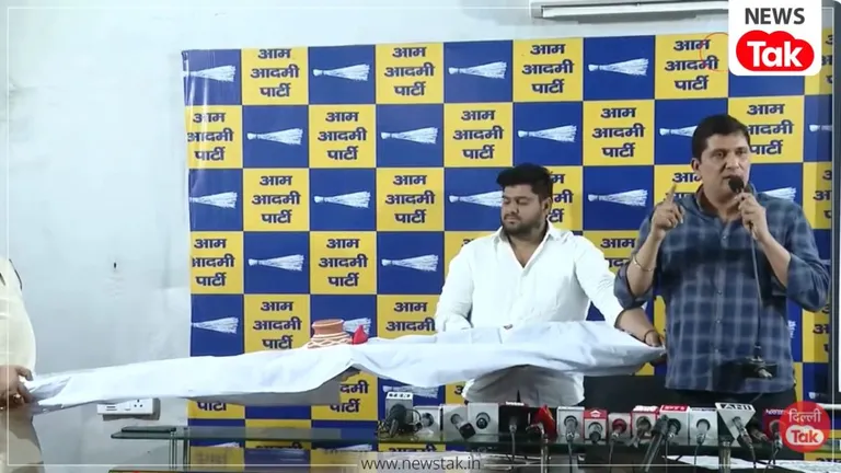 दिल्ली: सिर पर कफन और ऑफिस में अर्थी, AAP अध्यक्ष सौरभ भारद्वाज का बीजेपी के खिलाफ 'आर-पार' का ऐलान दिल्ली