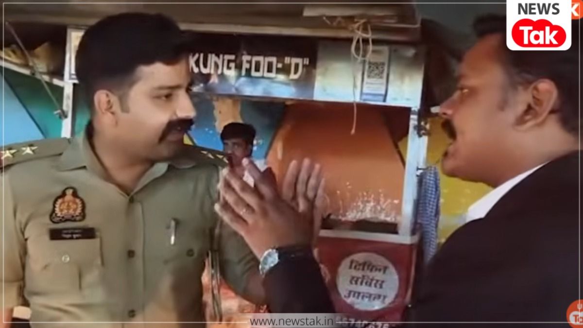 आगरा में चाऊमीन की रेहड़ी के सामने भिड़े वकील और दरोगा; सरेआम हुई 'खाकी' की बेइज्जती, वीडियो वायरल Agra viral video