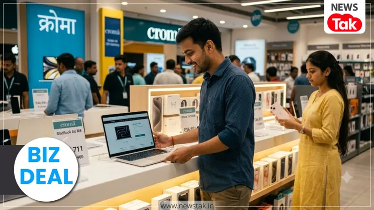 आधी कीमत पर iPhone 15! क्रोमा की 'एव्रीथिंग एप्पल सेल' में iPhone 16 पर भी छूट, देखें डिटेल्स biz deal
