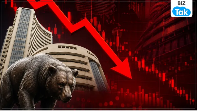 Stock Market Fall : लगातार तीसरे दिन फिसला शेयर बाजार, सेंसेक्स 200 अंक टूटा, रिलायंस और टाइटन में दबाव NewsTak