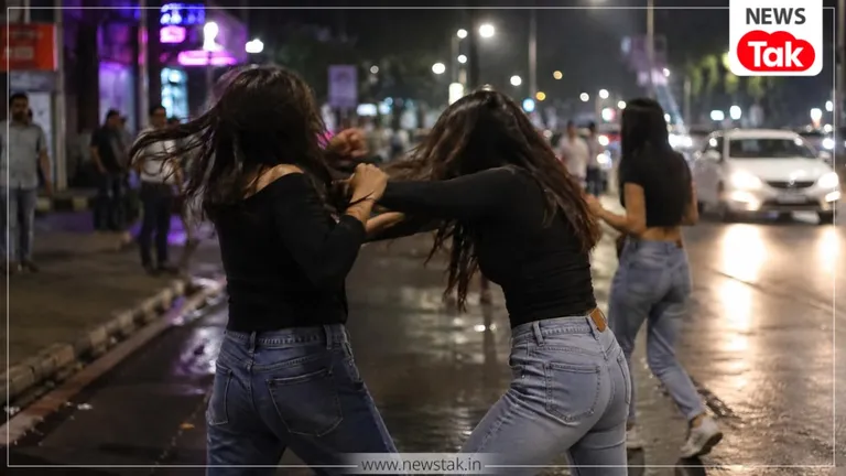 गाली-गलौज, झूमाझपटी और लात-घूंसे... इंदौर में नशे में धुत लड़कियों ने बीच चौराहे पर किया जोरदार हंगामा, वीडियो वायरल इंदौर में नशे में धुत युवतियों के बीच जमकर हुई मारपीट.