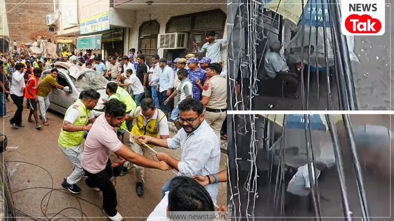 गेट पर बैठा था शख्स, अचानक भरभराकर गिर गई इमारत, सत्य निकेतन हादसे का 20 सेकंड का खौफनाक CCTV फुटेज आया सामने अचानक गिरी बिल्डिंग में कईयों की मौत