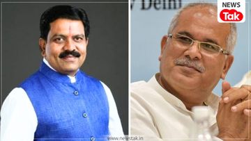 एक ही मंच पर बैठे भूपेश बघेल और विजय शर्मा एक ही मंच पर बैठे भूपेश बघेल और विजय शर्मा