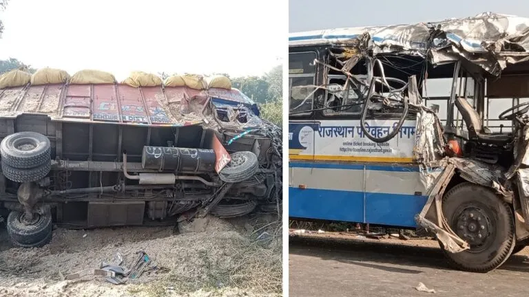 टोंक: कोहरे के कारण बस-ट्रक में भीषण टक्कर, चालकों सहित 6 यात्री घायल NewsTak