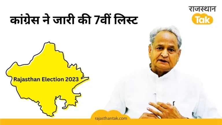 Rajasthan: कांग्रेस ने जारी की 7वीं लिस्ट, पार्टी ने 21 उम्मीदवार किए घोषित, देखिए पूरी सूची Rajasthan: कांग्रेस ने जारी की उम्मीदवारों की 7वीं लिस्ट, फटाफट देखें किसको कहां से मिला टिकट