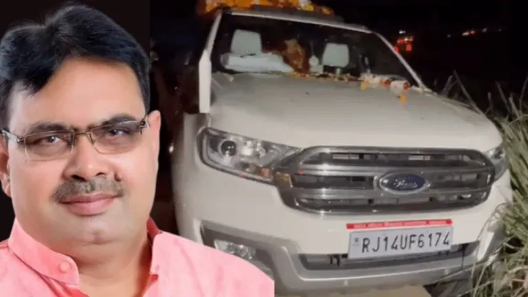 CM भजनलाल की कार का एक्सीडेंट: नाली में उतरा गाड़ी का पहिया, गोवर्धन दर्शन को जा रहे थे मथुरा