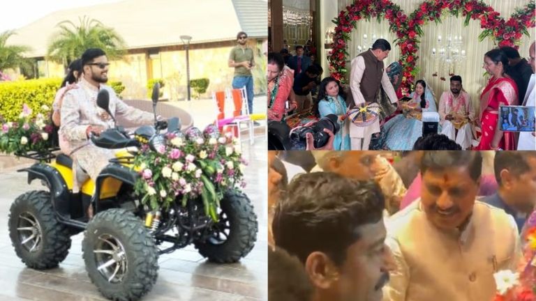 पुष्कर में MP सीएम के बेटे की शादी, सलमान खान की तरह हुई दूल्हा-दुल्हन की एंट्री, मोहन यादव ने पुत्रवधू को दिया ये कीमती गिफ्ट पुष्कर में MP सीएम के बेटे की शादी, दूल्हा-दुल्हन की हुई सलमान खान की तरह एंट्री, मोहन यादव ने पुत्रवधू को दिया ये कीमती गिफ्ट