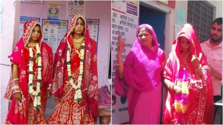 Karauli: शादी की रस्में छोड़ वोट डालने पहुंचे 3 नवविवाहित जोड़ें, बोले- मतदान सबसे जरूरी Karauli: शादी की रस्में छोड़ वोट डालने पहुंचे 3 नवविवाहित जोड़ें, बोले- मतदान सबसे जरूरी