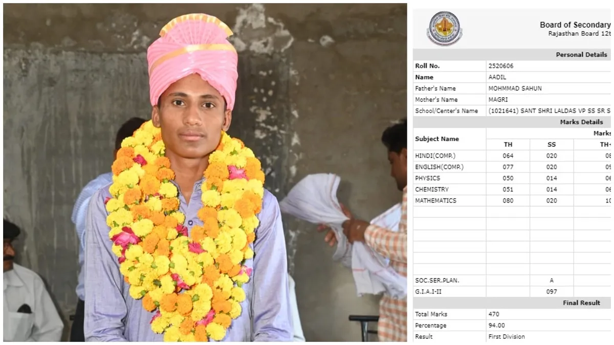 RBSE 12th Result 2024 Topper: पिता की पंचर की दुकान, बेटे आदिल ने 12वीं में किया कमाल, मार्कशीट देखकर कहेंगे- 'वाह' Rajasthan Board 12th Result Aadil Marksheet