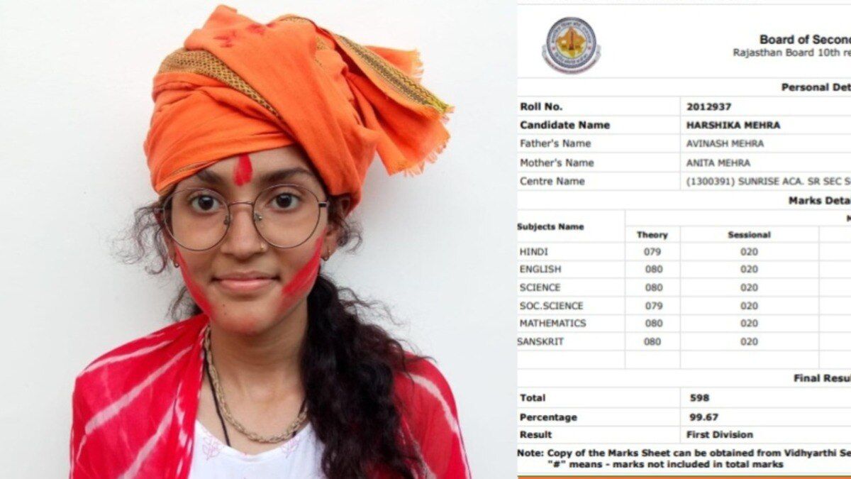 RBSE 10th Board Topper: टीचर की बेटी हर्षिका ने 10वीं में रचा इतिहास, सामने आई चौंकाने वाली मार्कशीट