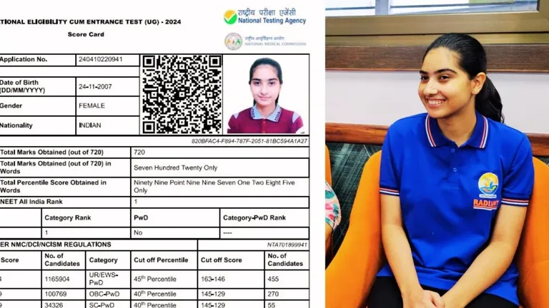 NEET 2024 Rajasthan Topper Marksheet: उदयपुर की ईशा ने नीट में किया कमाल, मार्कशीट में नंबर देखकर हर कोई रह गया हैरान तस्वीर: राजस्थान तक.