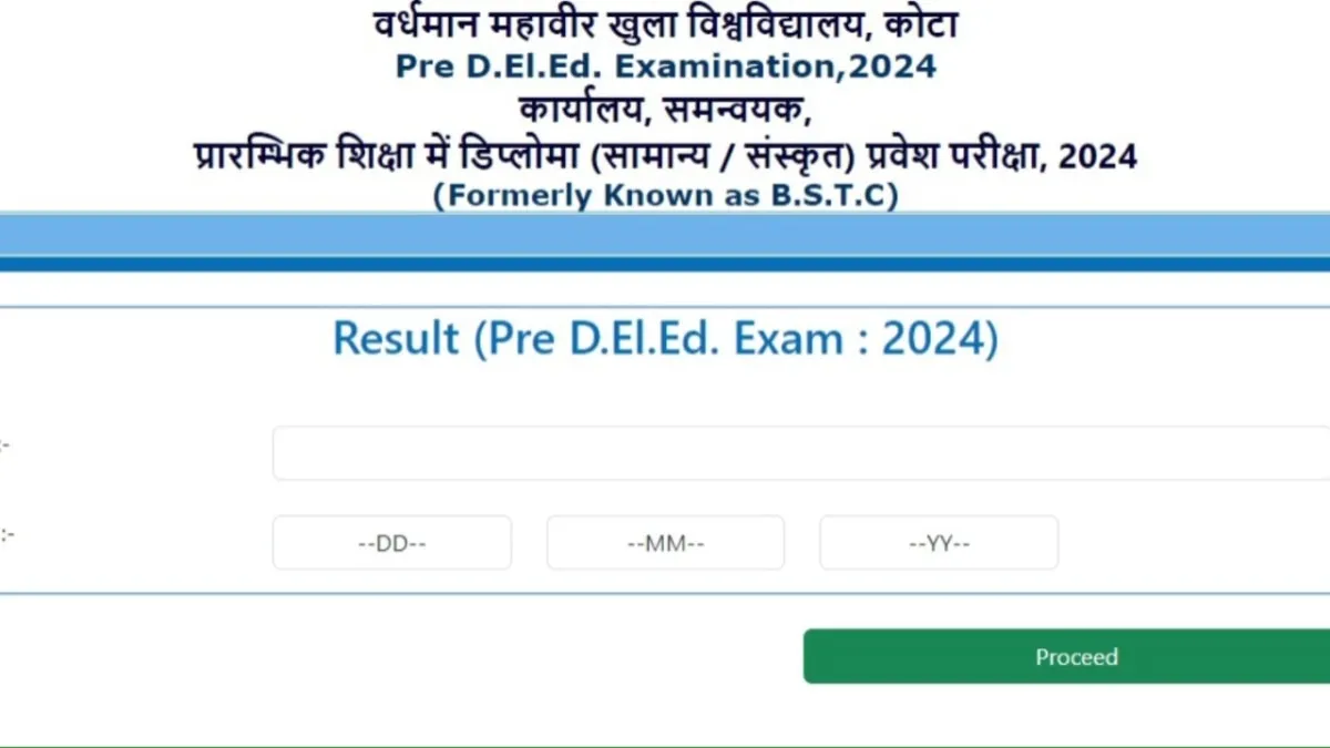 Rajasthan BSTC Pre DElEd 2024 Results 