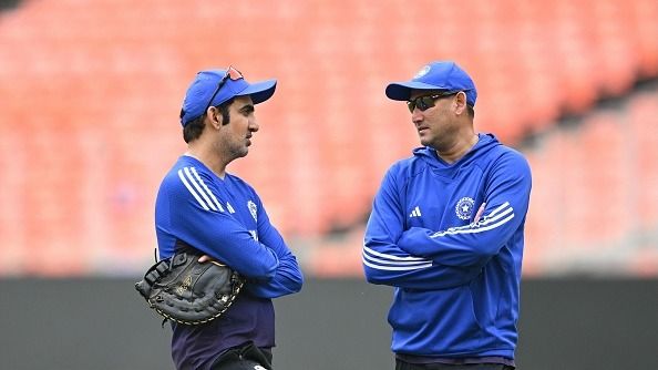 Gautam Gambhir (L) and BCCI selection committee chairman Ajit Agarkar