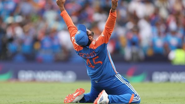 Rohit Sharma of India celebrates