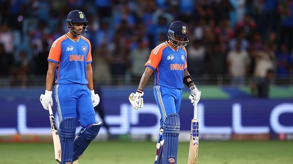 Shivam Dube (L) of India and Suryakumar Yadav (R) of India