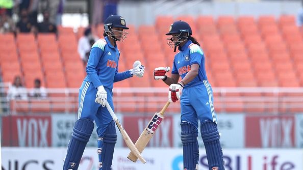 Smriti Mandhana of India and Pratika Rawal