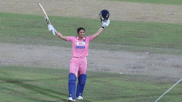 Smriti Mandhana of India celebrates
