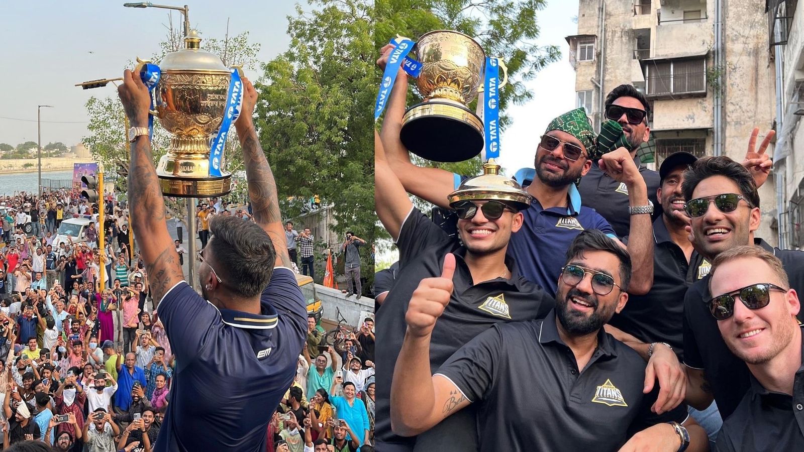 IPL 2022: चैंपियंस गुजरात टाइटंस ने अहमदाबाद में रोड शो कर मनाया जीत का जश्न, सड़कों पर उमड़ी भीड़ IPL 2022: चैंपियंस गुजरात टाइटंस ने अहमदाबाद में रोड शो कर मनाया जीत का जश्न, सड़कों पर उमड़ी भीड़
