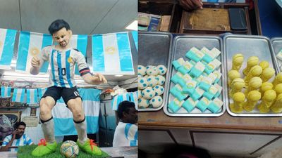 FWC 2022: कोलकाता की मिठाई की दुकान पर चढ़ा लियोनेल मेसी का खुमार, 17 किलो खीर से बनाई मूर्ति, अर्जेंटीना के रंग में रंगे संदेश- रसगुल्ले SportsTak Hindi