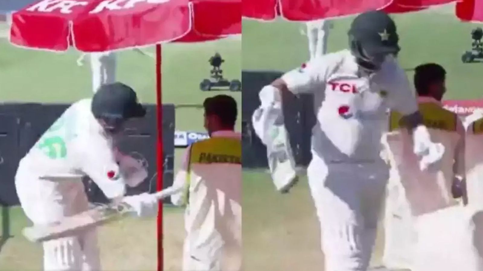 आउट होने के बाद पाकिस्तानी बल्लेबाज ने कुर्सी पर मारा बल्ला, गुस्से में झटका सिर,  VIDEO वायरल आउट होने के बाद पाकिस्तानी बल्लेबाज ने कुर्सी पर मारा बल्ला, गुस्से में झटका सिर,  VIDEO वायरल