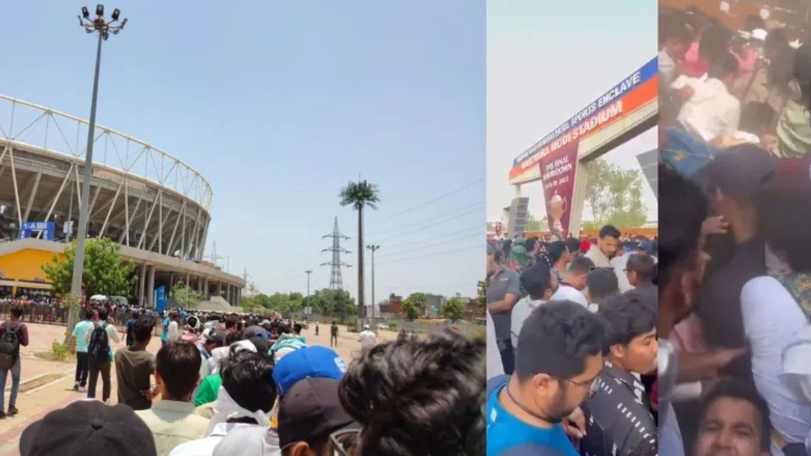 Video : IPL 2023 फाइनल की टिकट को लेकर अहमदाबाद मैदान के बाहर मारा-मारी, एक-दूसरे पर चढ़े फैंस Video : IPL 2023 फाइनल की टिकट को लेकर अहमदाबाद मैदान के बाहर मारा-मारी, एक-दूसरे पर चढ़े फैंस