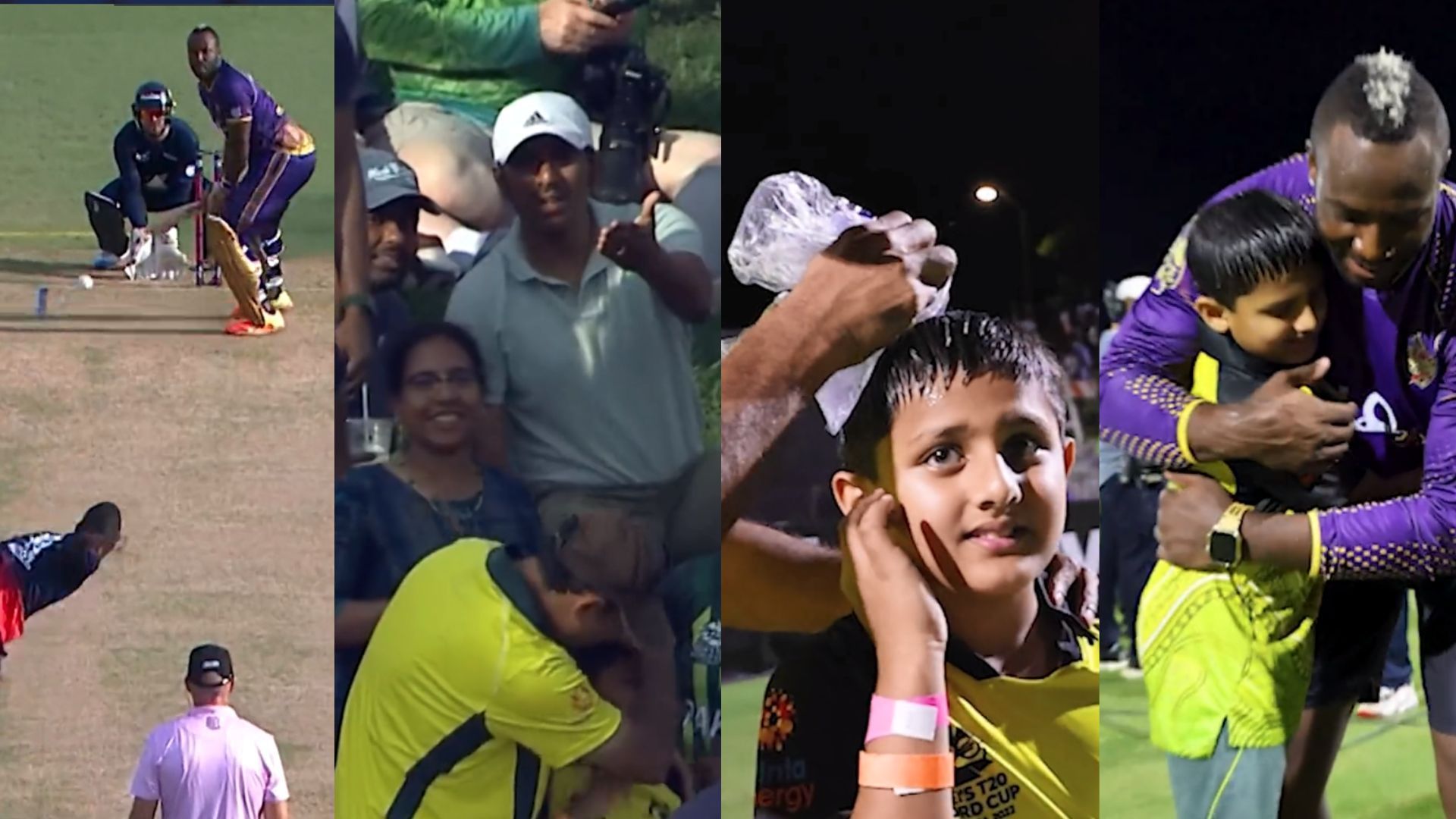 Andre Russell : आंद्रे रसेल के गगनचुंबी सिक्स से बच्चा हो गया चोटिल, सिर में लगी गेंद, बाद में गिफ्ट देकर ऐसे जीता दिल, देखें Video  