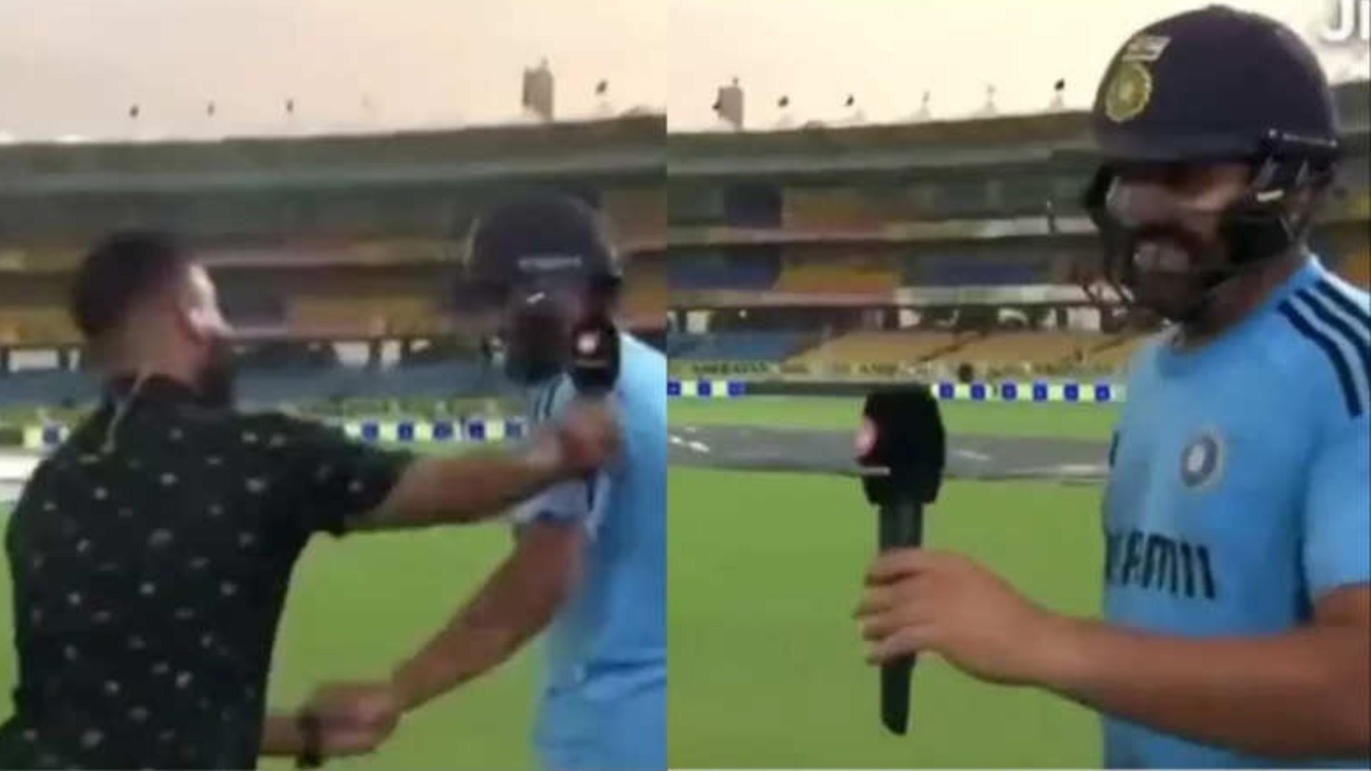 लाइव शो में हेलमेट पहनकर घुस गए रोहित शर्मा, पूर्व क्रिकेटर की लगाई क्लास, जवाब मिला- तुमने खिलाया नहीं कभी, VIDEO