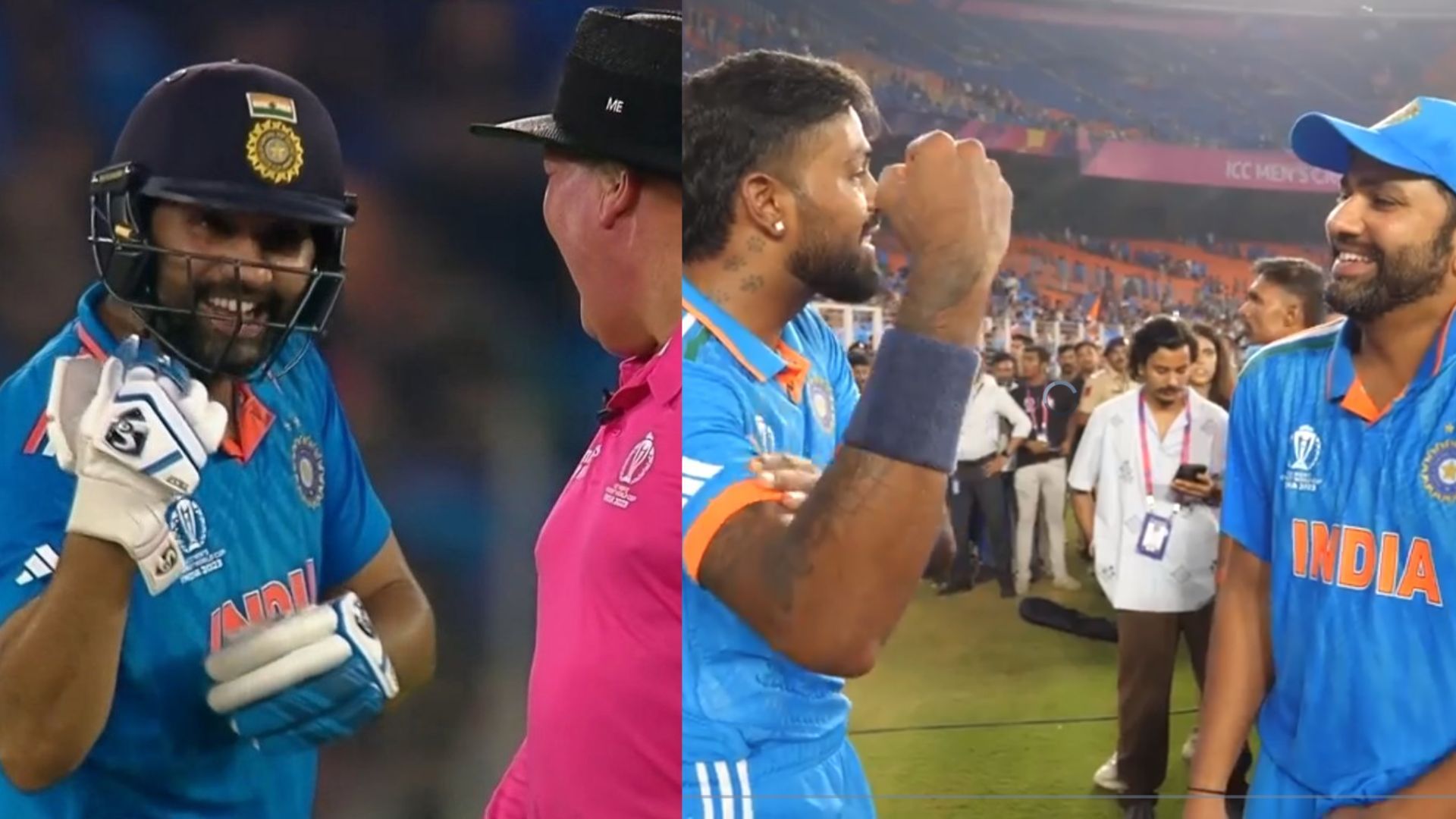 IND vs PAK : पाकिस्तान के खिलाफ लंबे-लंबे छक्के मारने के बाद अंपायर को रोहित ने क्यों दिखाए बाइसेप्स, कहा - वो मेरे बैट पर सवाल.... रोहित शर्मा और हार्दिक पंड्या