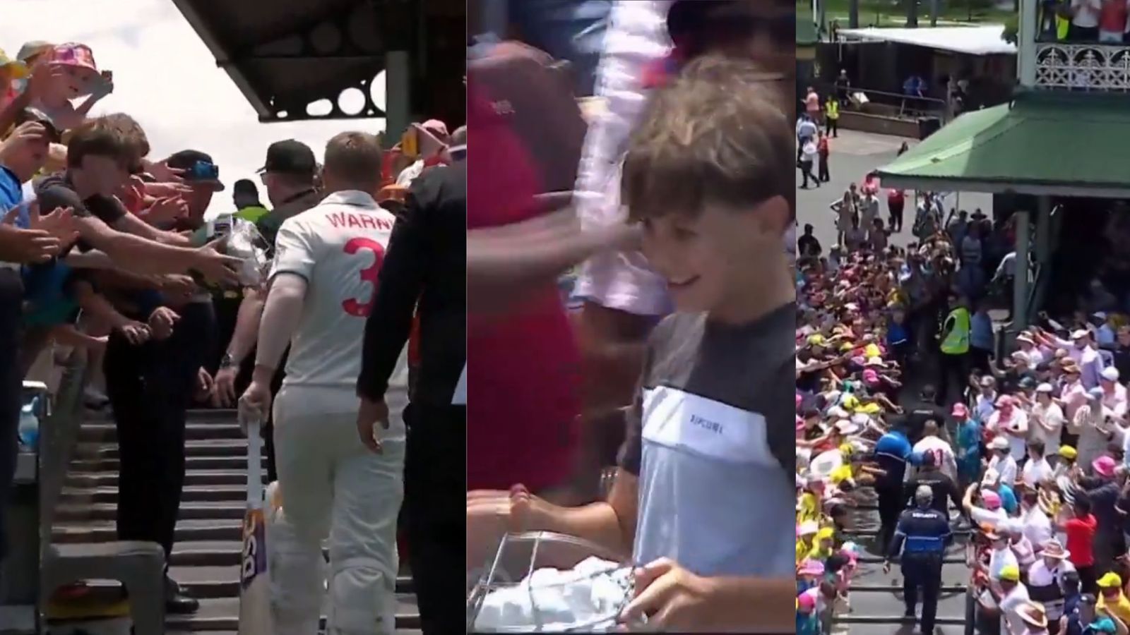 AUS vs PAK : डेविड वॉर्नर का हेलमेट और ग्लव्स मिलते ही खुशी से भागा फैन, दिल जीत लेगा ये Video! AUS vs PAK : डेविड वॉर्नर का हेलमेट और ग्लव्स मिलते ही खुशी से भागा फैन, दिल जीत लेगा ये Video!