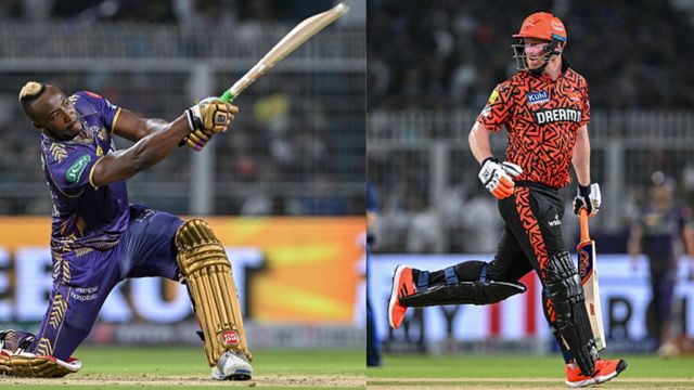 IPL 2024, KKR vs SRH : हेनरिक क्लासेन के 8 छक्के पर भारी पड़े आंद्रे रसेल के 7 सिक्स, 6 गेंद 13 रन के रोमांचक मोड़ पर KKR ने सांसे थामकर 4 रन से हैदराबाद को हराया आईपीएल 2024 में मैच के दौरान शॉट लगाते आंद्रे रसेल और आउट होकर मैदान से बाहर जाते हेनरिक क्लासेन