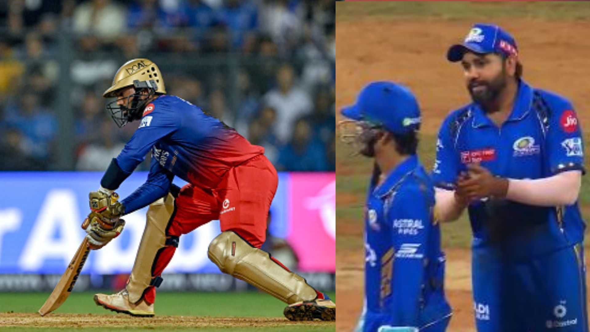 MI vs RCB: 'अच्छा खेल रहा है दिनेश वर्ल्ड कप खेलना है', कार्तिक की करिश्माई बल्लेबाजी पर रोहित शर्मा का रिएक्शन वायरल, इशान को भी आई हंसी, VIDEO