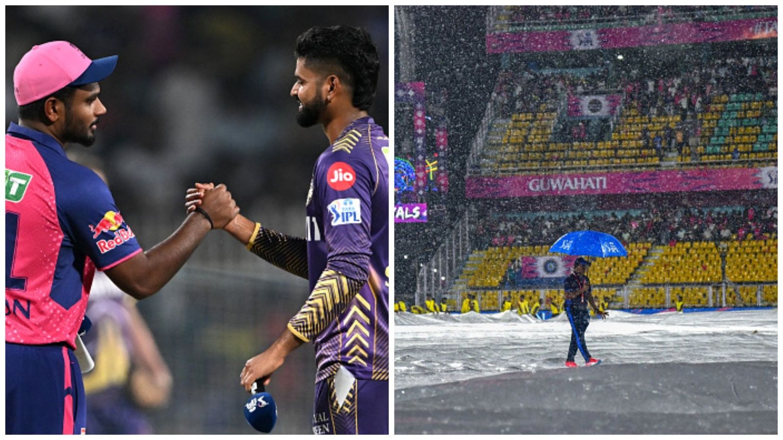 RR vs KKR: टॉस होने के बाद भी नहीं हो पाया मैच, बारिश ने फिर बिगाड़ा केकेआर के खेल, बिना एक भी गेंद फेंके रद्द हुआ मुकाबला RR vs KKR: टॉस होने के बाद भी नहीं हो पाया मैच, बारिश ने फिर बिगाड़ा केकेआर के खेल, बिना एक भी गेंद फेंके रद्द हुआ मुकाबला