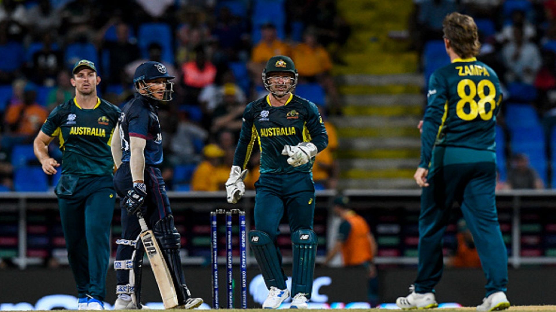 AUS vs NAM: एडम जैम्‍पा के आगे नामीबिया 72 रन पर ढेर, डेविड वॉर्नर-ट्रेविस हेड ने 5.4 ओवर में दिलाई ऑस्‍ट्रेलिया को विस्‍फोटक जीत