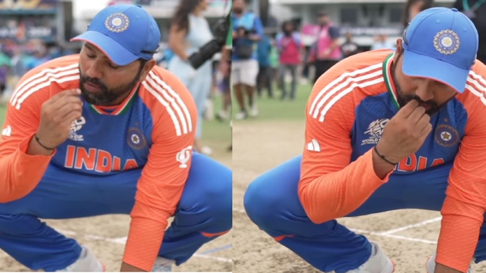 रोहित शर्मा ने क्यों खाई बारबाडोस पिच की मिट्टी, कप्तान ने अब जाकर खोला राज, कहा- मैं अपने साथ एक टुकड़ा... रोहित शर्मा ने क्यों खाई बारबाडोस पिच की मिट्टी, कप्तान ने अब जाकर खोला राज, कहा- मैं अपने साथ एक टुकड़ा...