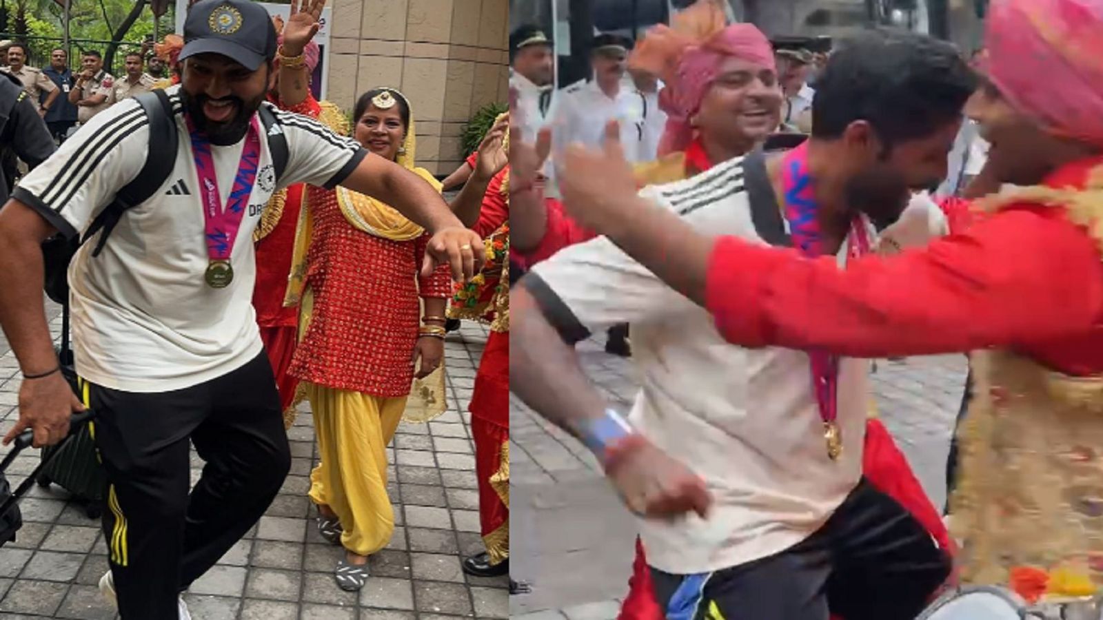 होटल के बाहर जमकर नाचे रोहित शर्मा-सूर्यकुमार यादव, ढोल की ताल पर वर्ल्ड चैंपियंस का स्पेशल भांगड़ा, Video होटल के बाहर जमकर नाचे रोहित शर्मा-सूर्यकुमार यादव, ढोल की ताल पर वर्ल्ड चैंपियंस का स्पेशल भांगड़ा, Video