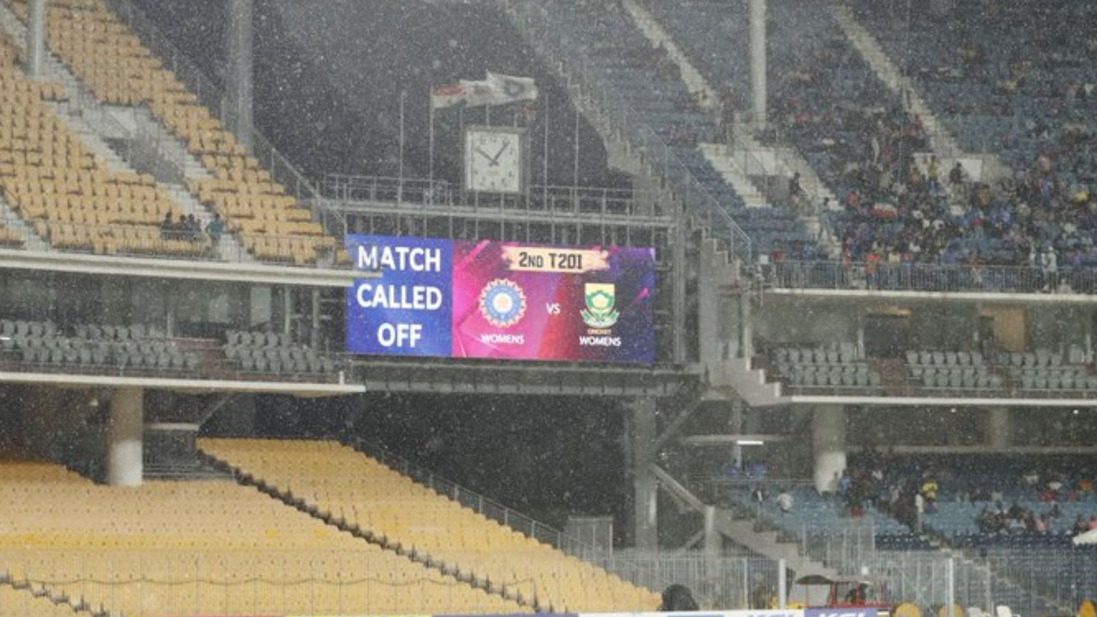 IND W vs SA W : साउथ अफ्रीका के 177 रनों पर बारिश ने फेरा पानी, दूसरा टी20 रद्द होने से टीम इंडिया पर मंडराया सीरीज हार का संकट IND W vs SA W : साउथ अफ्रीका के 177 रनों पर बारिश ने फेरा पानी, दूसरा टी20 रद्द होने से टीम इंडिया पर मंडराया सीरीज हार का संकट