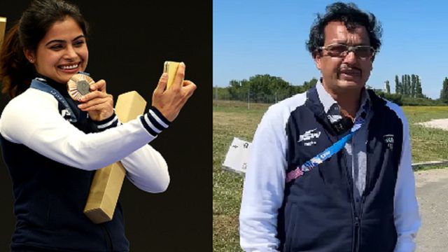 Paris Olympics 2024: एक फोन ने कैसे बदली मनु भाकर और उनके कोच की किस्मत? ऐतिहासिक मेडल के बाद जसपाल राणा ने खुद किया खुलासा, Video ओलिंपिक मेडल के साथ मनु भाकर और (दाएं ) उनके कोच जसपाल राणा