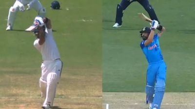 Duleep Trophy : विराट कोहली के अंदाज में रियान पराग ने मारा दनदनाता छक्का, फैंस की पाकिस्तान के खिलाफ जीत की यादें हुई ताजा, BCCI ने शेयर किया VIDEO दलीप ट्रॉफी में सिक्स के दौरान रियान पराग और दूसरी तरफ विराट कोहली