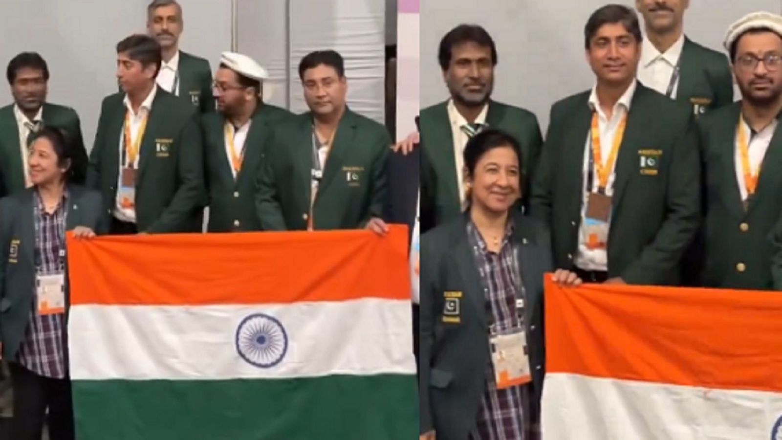 पाकिस्तान टीम ने शान से थामा तिरंगा, भारत के झंडे को देख खुशी से झूमे सरहद पार के खिलाड़ी, जानें पूरा मामला पाकिस्तान टीम ने शान से थामा तिरंगा, भारत के झंडे को देख खुशी से झूमे सरहद पार के खिलाड़ी, जानें पूरा मामला