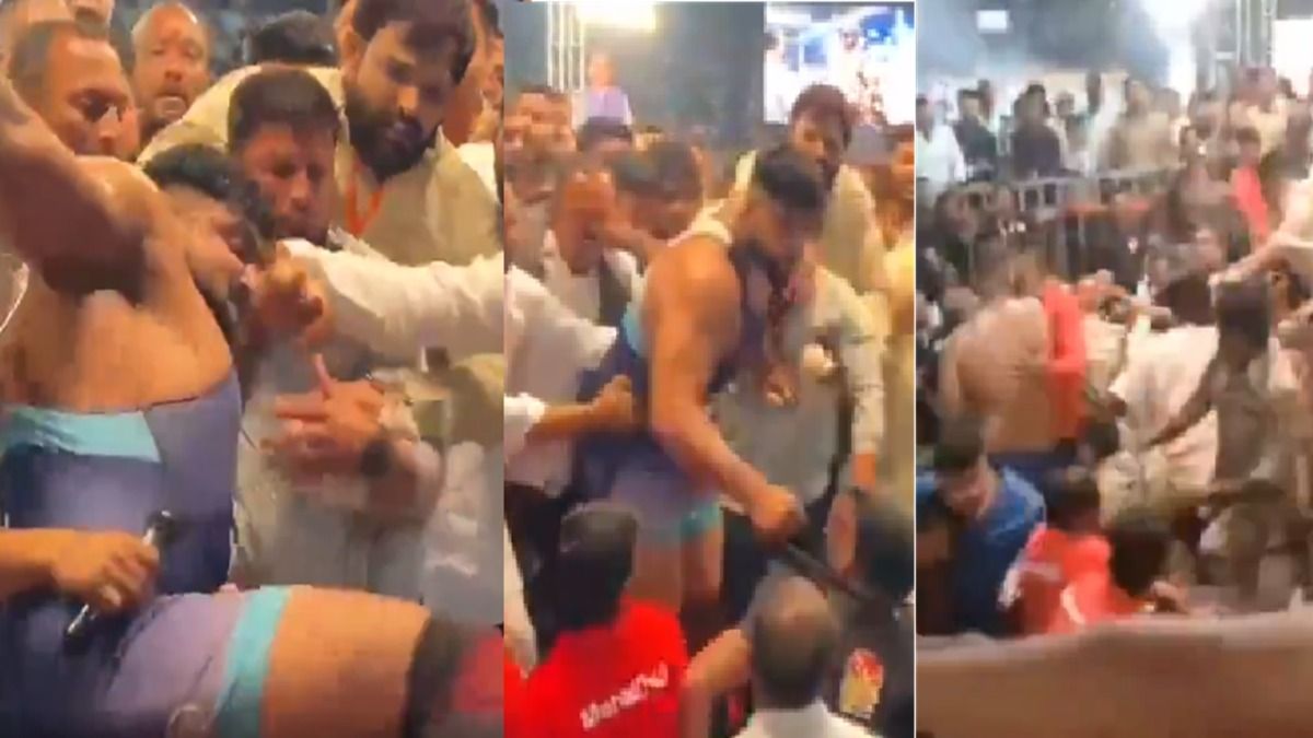 पहलवान ने मैच हारने पर रेफरी को कॉलर पकड़ खींचा, छाती पर मारी लात, माहौल बिगड़ा तो पुलिस ने लाठीचार्ज कर खदेड़ा, Video