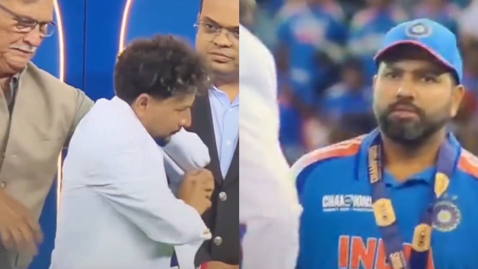 मैदान पर डांट खाने के बाद कुलदीप यादव को ट्रॉफी प्रेजेंटेशन के दौरान भी रोहित शर्मा ने गुस्से में घूरा, नहीं पहन पा रहे थे ब्लेजर, VIDEO मैदान पर डांट खाने के बाद कुलदीप यादव को ट्रॉफी प्रेजेंटेशन के दौरान भी रोहित शर्मा ने गुस्से में घूरा, नहीं पहन पा रहे थे ब्लेजर, VIDEO