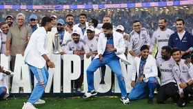 Harshit Rana and Shreyas Iyer of India celebrate during the ICC Champions Trophy Final Harshit Rana and Shreyas Iyer of India celebrate during the ICC Champions Trophy Final