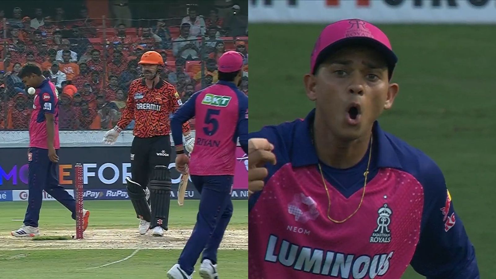 यशस्वी जायसवाल ने संदीप शर्मा की छाती पर मारी गेंद, गेंदबाज को आया गुस्सा, रियान पराग ने कराया मामला शांत, VIDEO यशस्वी जायसवाल ने संदीप शर्मा की छाती पर मारी गेंद, गेंदबाज को आया गुस्सा, रियान पराग ने कराया मामला शांत, VIDEO