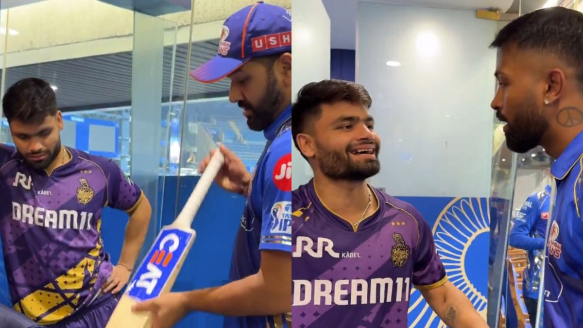 Watch: विराट कोहली के बाद अब रोहित शर्मा का बैट मांगने पहुंचे रिंकू सिंह, हिटमैन ने मुंबई इंडियंस के ड्रेसिंग रूम में बल्ला उठाकर जोर से...