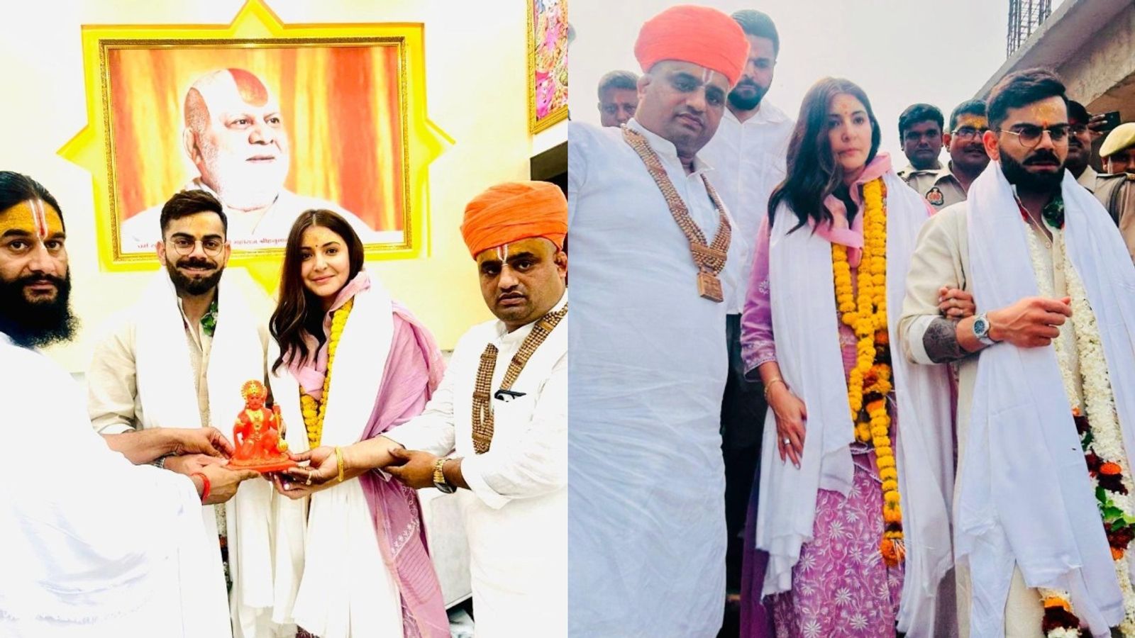 विराट कोहली और अनुष्का शर्मा पहुंचे अयोध्या, रामलला के किए दर्शन, गले में माला डाल हनुमानगढ़ी में चढ़ाए लड्डू विराट कोहली और अनुष्का शर्मा पहुंचे अयोध्या, रामलला के किए दर्शन, गले में माला डाल हनुमानगढ़ी में चढ़ाए लड्डू
