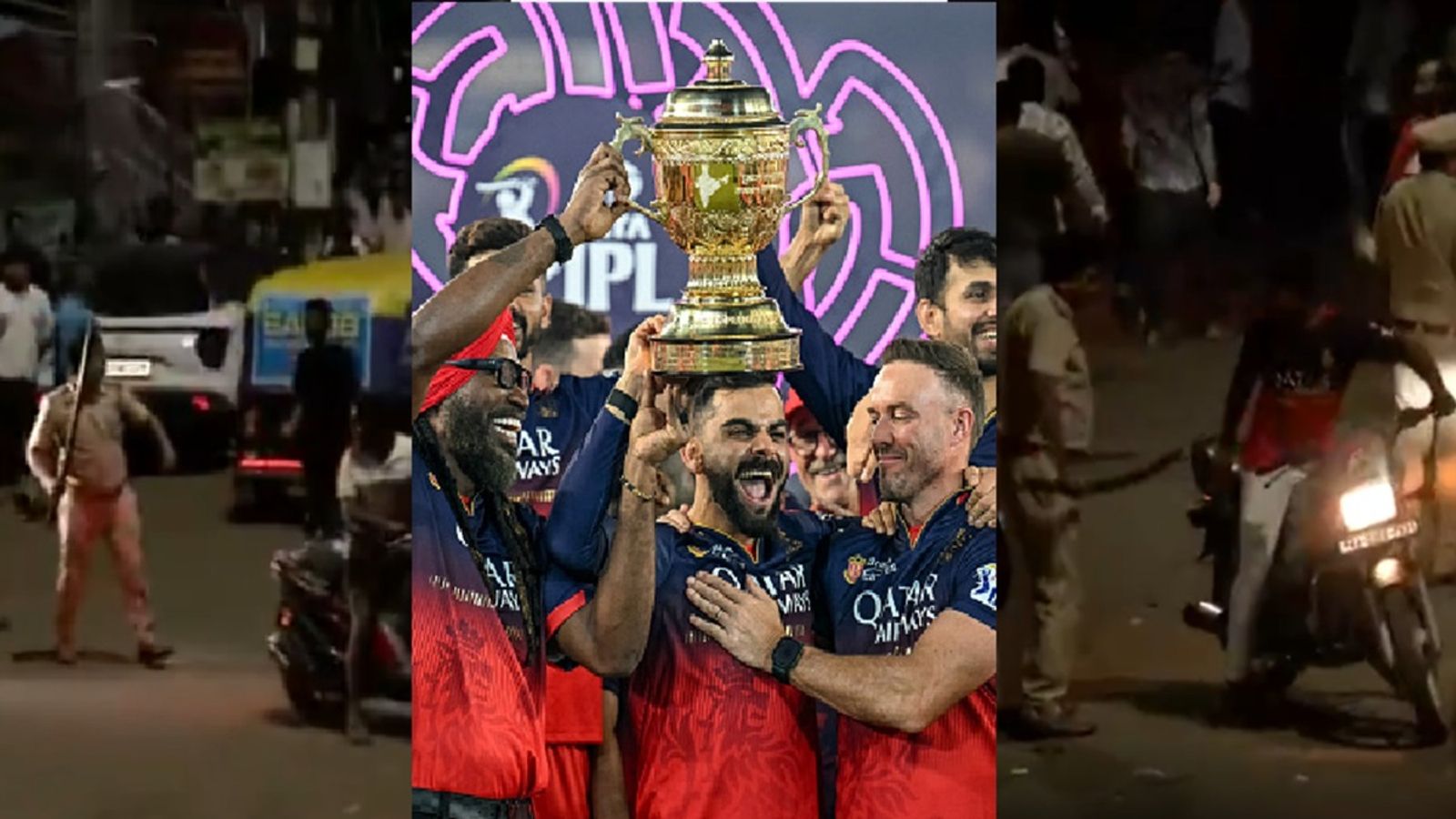 IPL 2025: RCB की जीत के जश्न में बेकाबू हुए फैंस, आधी रात सड़क पर जमा हुई भीड़, पुलिस को चलानी पड़ी लाठी, Video IPL 2025: RCB की जीत के जश्न में बेकाबू हुए फैंस, आधी रात सड़क पर जमा हुई भीड़, पुलिस को चलानी पड़ी लाठी, Video