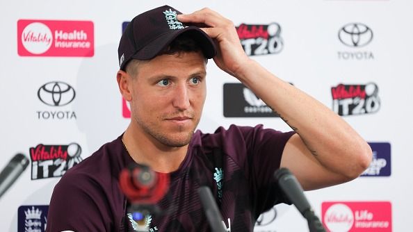 Brydon Carse during a press conference following a nets session