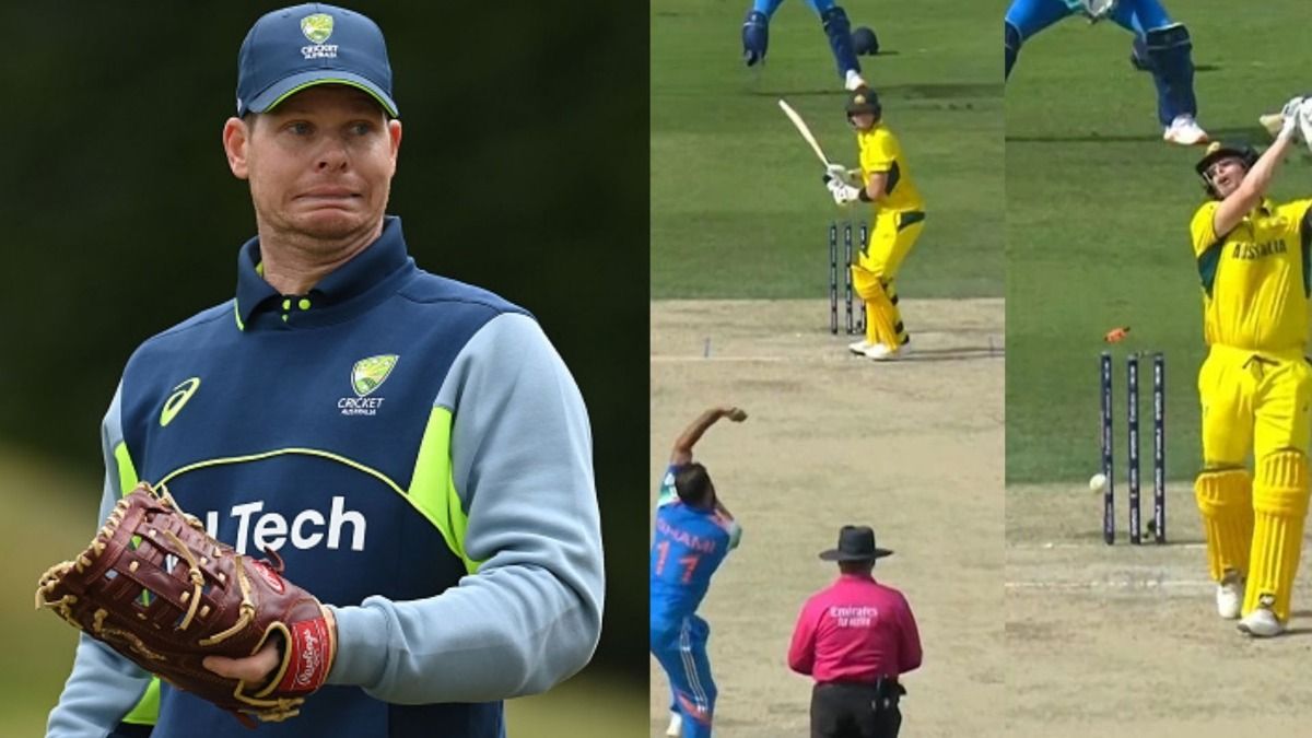 steve Smith during his dismissal off Shami full toss