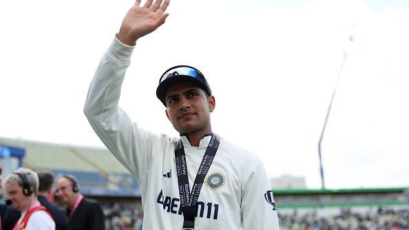 Shubman Gill of India acknowledges the crowd after  Day Five